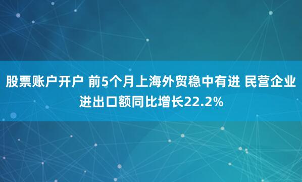 股票账户开户 前5个月上海外贸稳中有进 民营企业进出口额同比增长22.2%