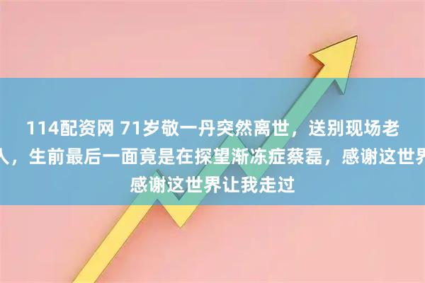 114配资网 71岁敬一丹突然离世，送别现场老友哭成泪人，生前最后一面竟是在探望渐冻症蔡磊，感谢这世界让我走过